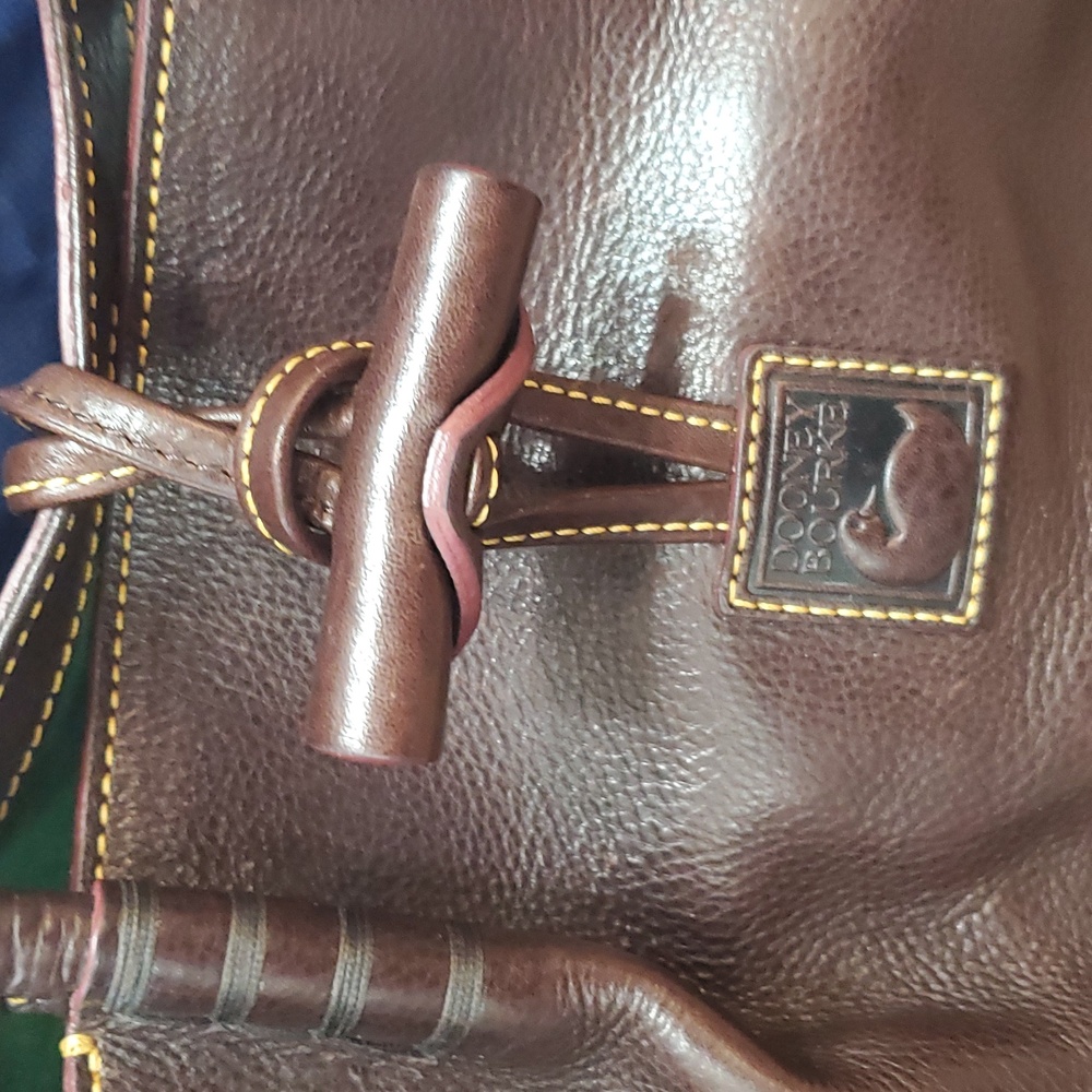 Dooney Florentine Vintage Whipstitch Tomoro Brown Tote Bag - Picture 6 of 10